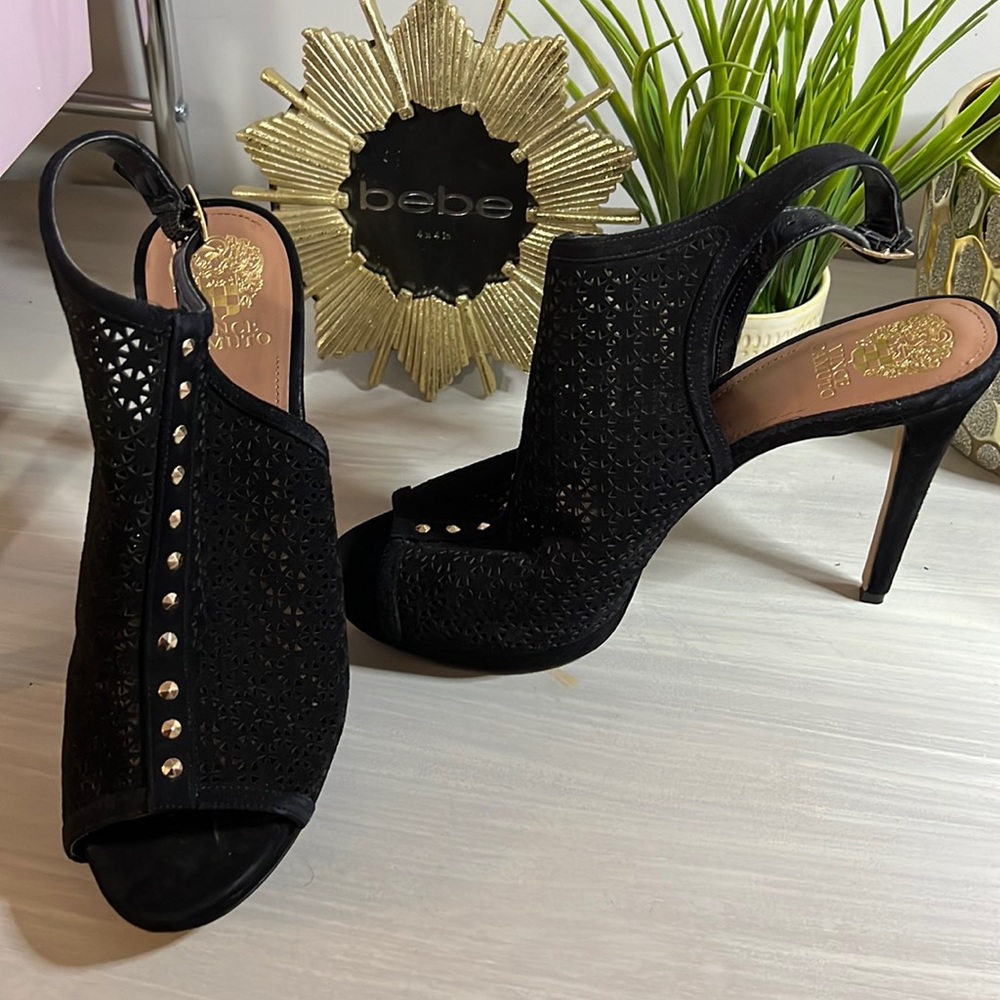 Black studded high heels